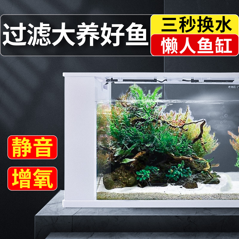老渔匠办公室客厅免换水玻璃鱼缸