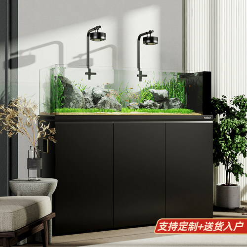 老渔匠原生溪流缸鱼缸底滤一体式超白玻璃客厅中型造景生态水族箱