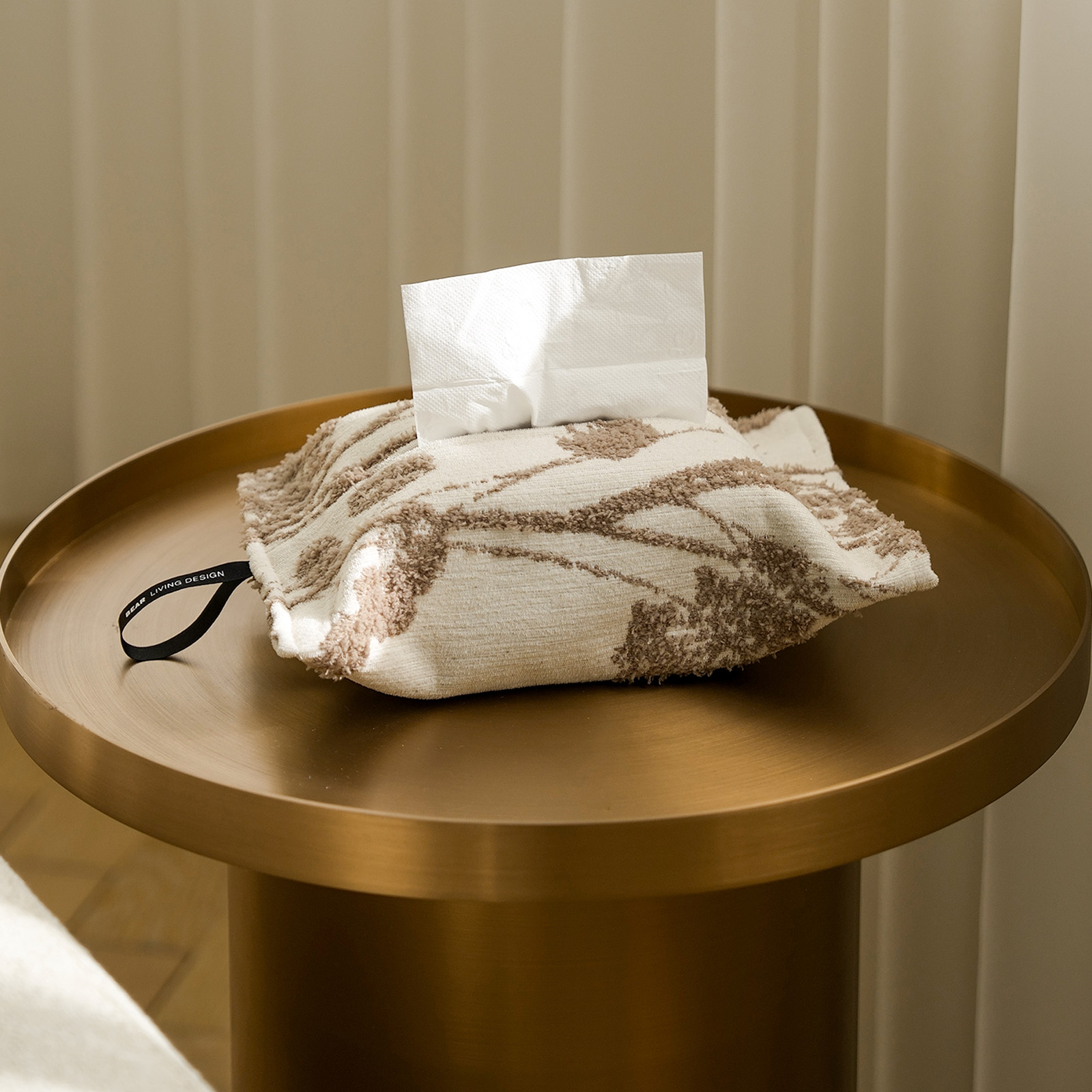 暖咖枝叶扶苏提花纸巾盒客厅高级感创意可爱抽纸盒卷纸