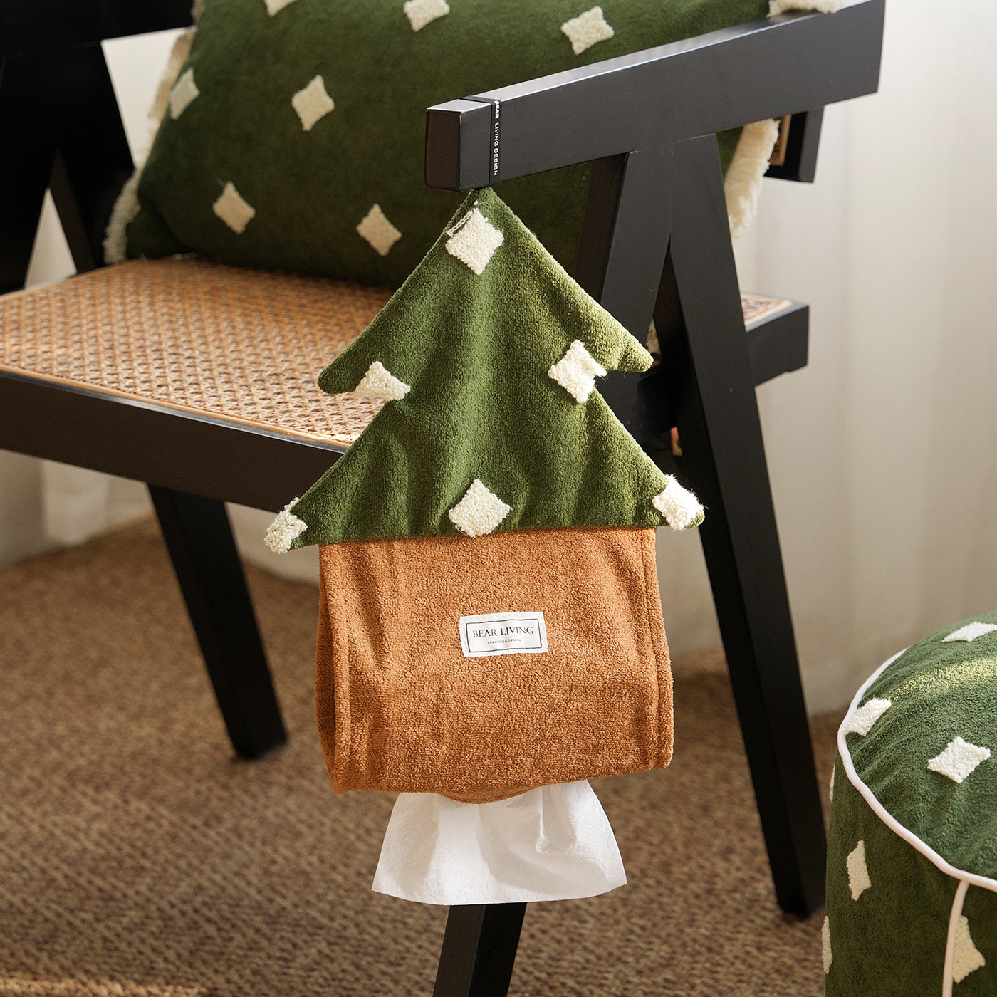 星星森林圣诞卷纸盒卫生间洗脸巾纸巾盒家用客厅抽纸壁挂纸巾套