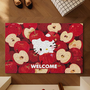 新年红色KT入户门丝圈地垫防滑脚垫家用门垫门外玄关蹭土可裁剪