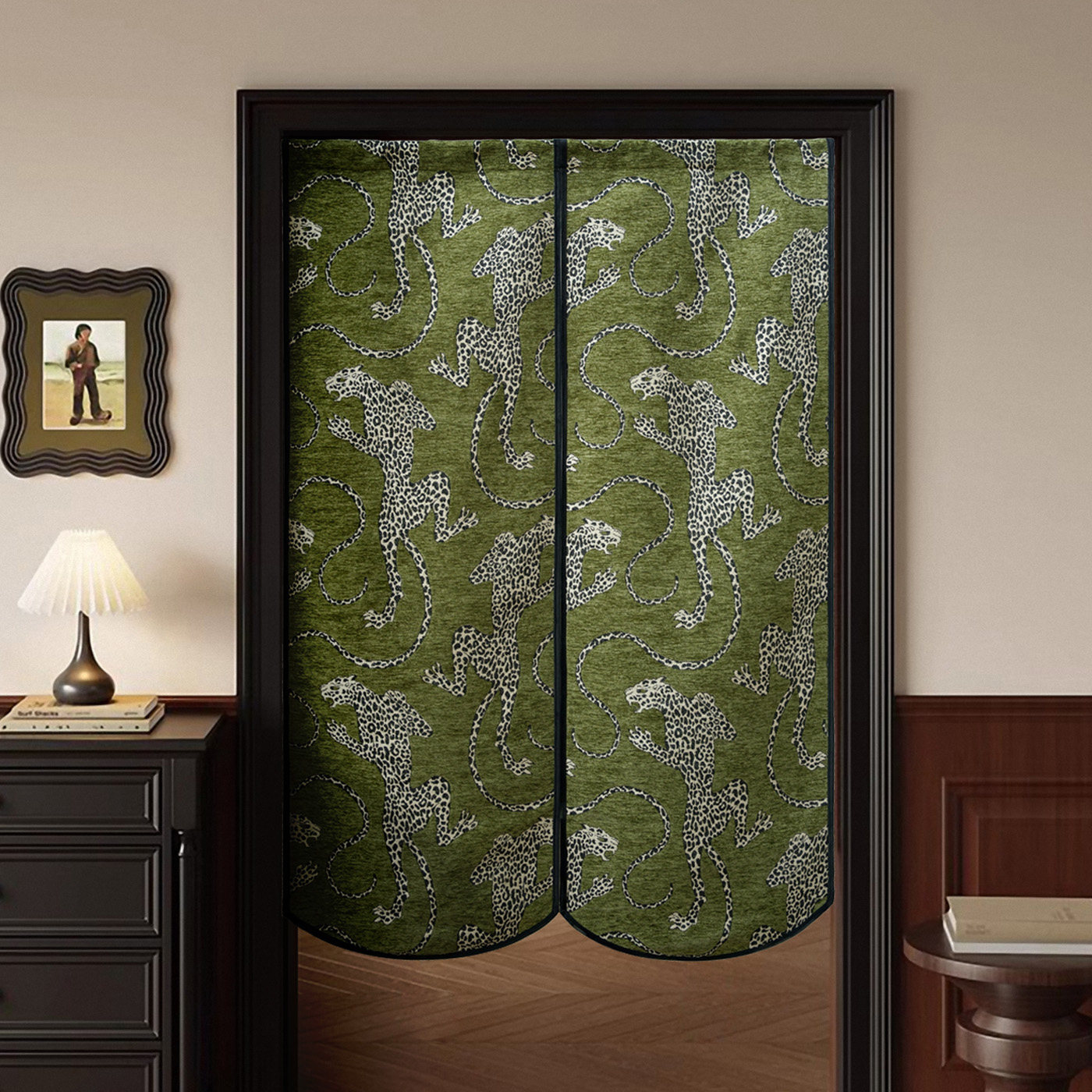 绿豹提花复古异形门帘家用防尘半帘卧室遮丑布隔断帘子免打孔窗帘,居家布艺,门帘,淘宝优惠券,粉丝福利购,淘宝优惠卷