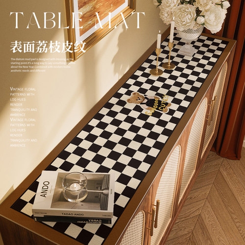 灰熊老板棋盘格桌垫防水防油免洗