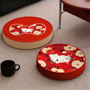 新年kt客厅坐地上蒲团榻榻米绒布椅垫办公室软坐垫红色看书可拆洗