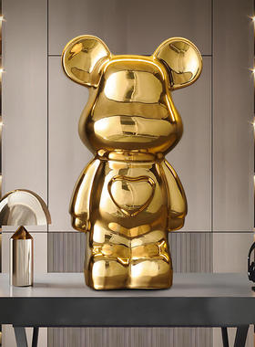 轻奢陶瓷暴力熊摆件家居饰品玻璃柜客厅电视柜酒柜玄关装饰品摆件