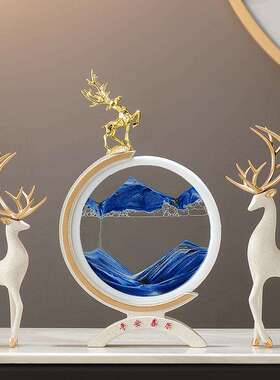 流沙画沙漏暖居摆件客厅酒柜电视柜鹿装饰品搬家礼物乔迁新居礼品