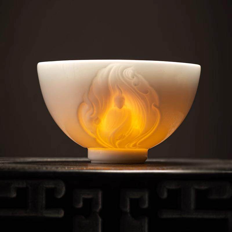 高端轻奢冰种玉瓷主人杯品茗杯家用茶具单杯男女个人茶杯私人定制