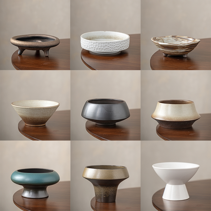 蕨类苔藓球花盆绿植水培器皿中式复古家用石斛兰花盆室内陶瓷无孔