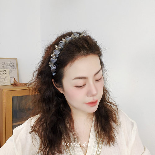 韩国进口水滴流苏绢纱蝴蝶结发箍
