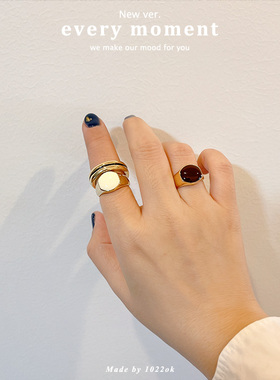 韩国东大门新款戒指女独特个性高级冷淡风ins风黑色戒指食指戒潮