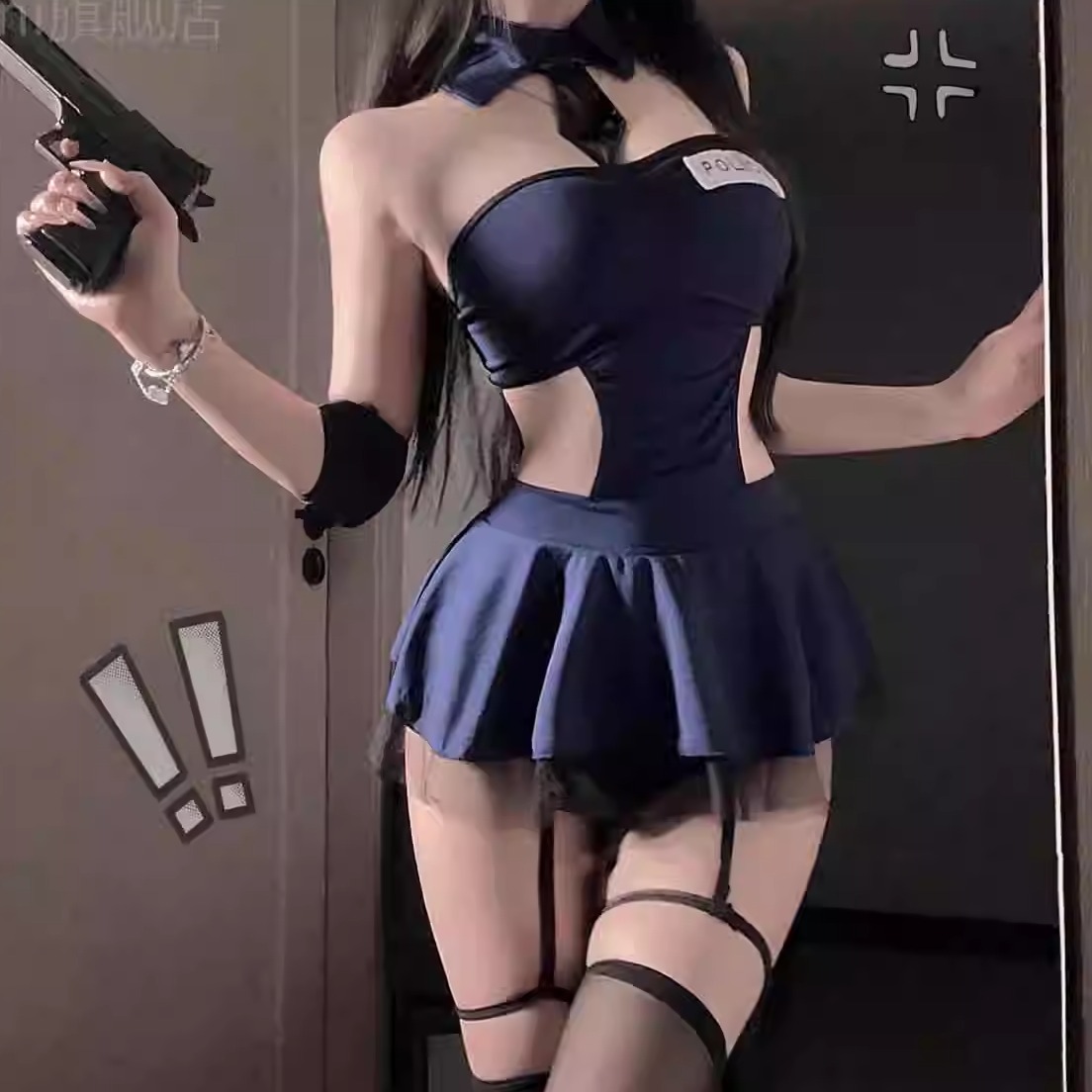 严选性感cos女警制服套装夜场角色扮演警官纯欲主播秘书空姐装cos