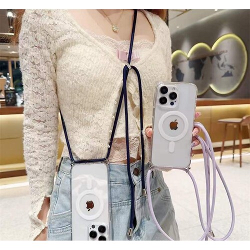 适用neck strap cover for iPhone 15 case 13pro max case斜挎挂绳14pro磁吸16plus透明手机壳12硬壳11 xr x