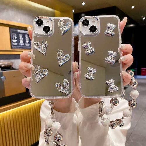 适用iPhone15Promax case手机壳爱心镜面苹果14保护套卡通13 cute cover 12 11 mirror phone case 17 air 16