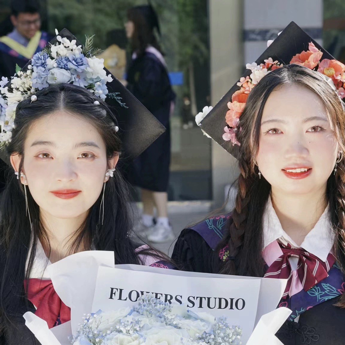 网红学士帽手工diy材料包毕业拍照大学生硕士博士帽子国风簪花苞