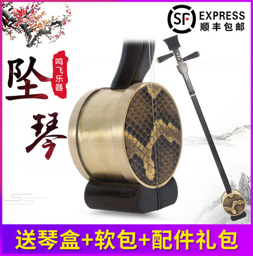 黑檀木红酸枝牛角初学送盒坠琴