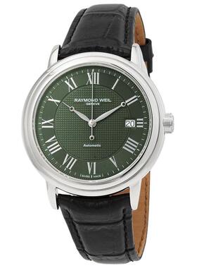 代购Raymond weil雷蒙威男士腕表自动日期夜光防水皮带钢壳绿盘