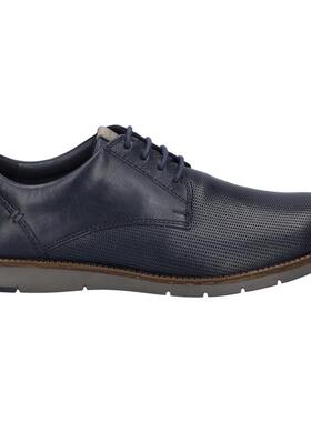 代购JOSEF SEIBEL男士皮鞋透气轻便软底舒适深蓝色系带圆头