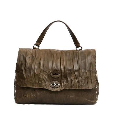 Zanellato女士单肩包大容量双扣锁闭合结构稳固防滑提手棕色