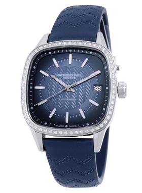 代购Raymond weil雷蒙威女士腕表夜光日期自动防水皮带钢壳蓝盘