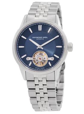 代购Raymond weil雷蒙威男士腕表自动上链夜光防水日期钢带蓝盘