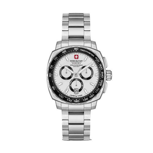 代购SWISS MILITARY HANOWA男士腕表计时夜光日期测速金属钢带