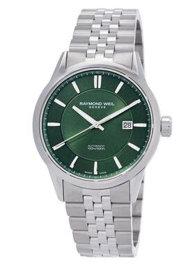 代购Raymond weil雷蒙威男士腕表日期夜光计时防刮钢带绿色自动