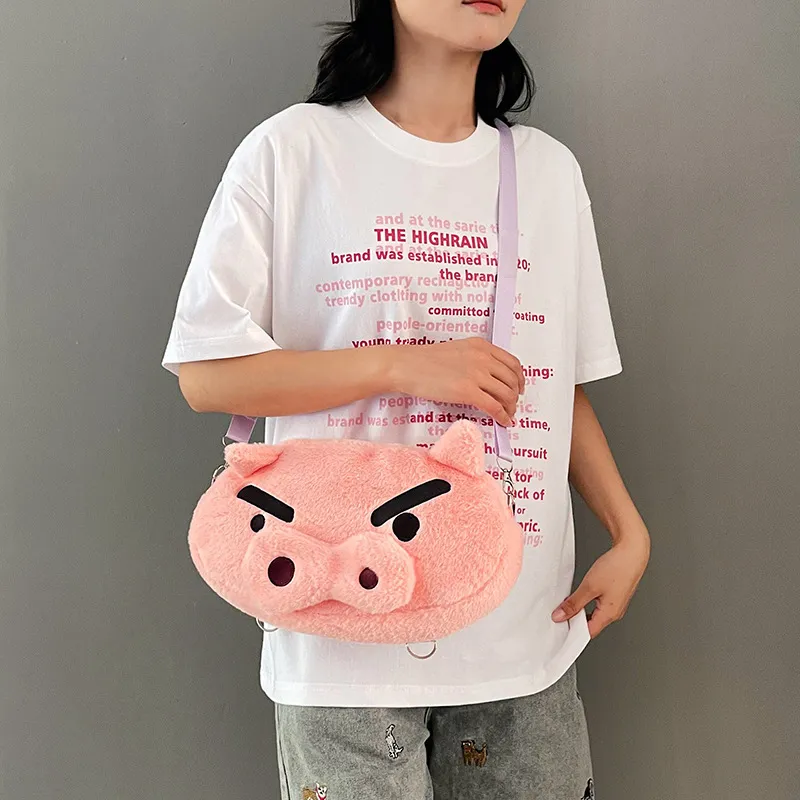 可爱毛绒左卫门斜挎包动漫周边小白单肩背包女生礼物痛包