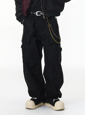 大口袋工装裤25秋季新品潮牌美式复古耐磨阔腿休闲长裤