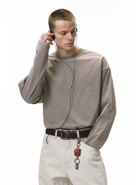 索罗娜弹力长袖T恤25秋季新品美式街头260G重磅打底衫