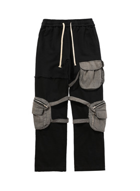 deflation 街头美潮挎包休闲裤重工多口袋抽绳高街vibe宽松男女裤