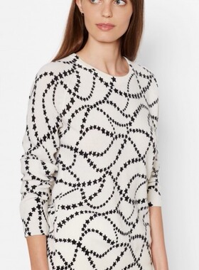 小猫儿美国代购 equipment 乳白色星星印花圆领羊绒毛衣 298美金