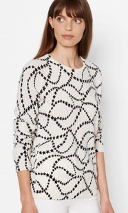 小猫儿美国代购 equipment 乳白色星星印花圆领羊绒毛衣 298美金