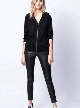 小猫儿美国代购直邮Zadig & Voltaire黑色纯羊绒套头钉珠毛衣外套