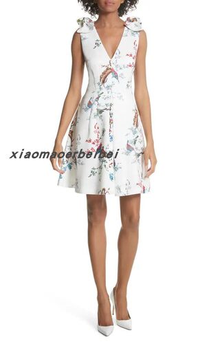 小猫儿美国代购 Ted baker印花修身蝴蝶结连衣裙 395美金