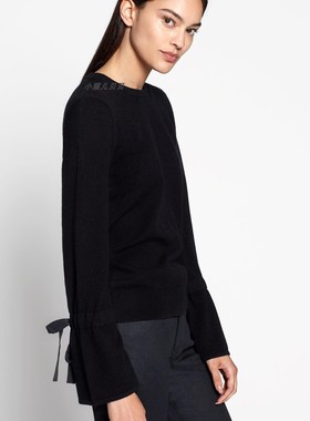 小猫儿美国代购 Equipment黑色绑带纯羊绒圆领毛衣 348美金