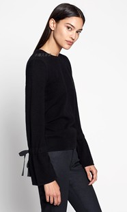 小猫儿美国代购 Equipment黑色绑带纯羊绒圆领毛衣 348美金