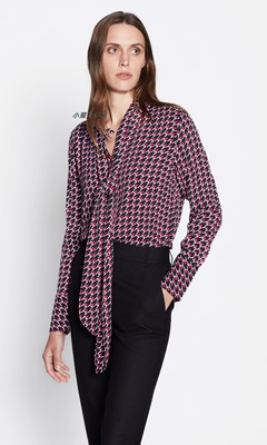 equipment格子蝴蝶结系带衬衫