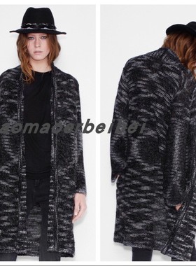 小猫儿美国代购Zadig Voltaire灰色羊毛休闲有范长袖开衫外套大衣