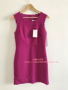 DVF 448美金 白色 镂空花朵边 连衣裙 玫红色 美国代购