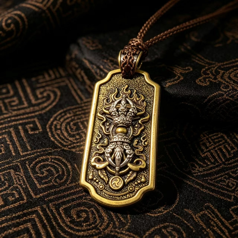 新款金刚杵吊牌配饰项链男士吊坠高级感藏式汽车挂件降魔杵挂坠