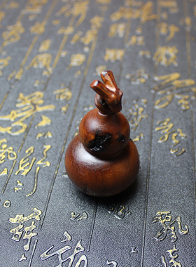 雷击枣木葫芦吊坠挂件雷焦雷痕龙头一体雕刻福禄随身配饰手工精雕