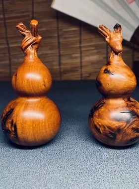 天然百年雷击木雷焦木制龙头福禄葫芦车挂摆件挂件驱X手把件摆设