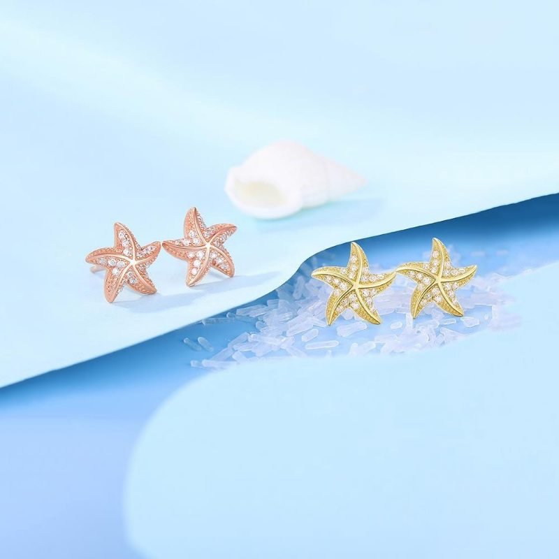 可爱时尚小清新小海星锆石耳钉轻奢高颜值耳环百搭耳坠日常耳饰品