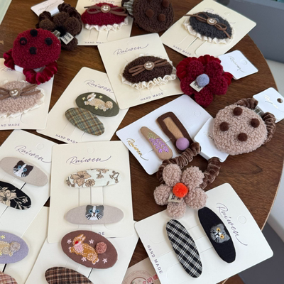 新年布艺BB夹花花小猫笑脸泰迪