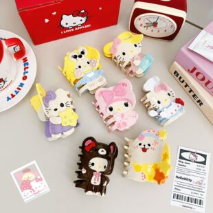 新款醋酸抓夹凯蒂猫点钻可爱Kitty三丽鸥发夹卡通发抓动物后脑勺
