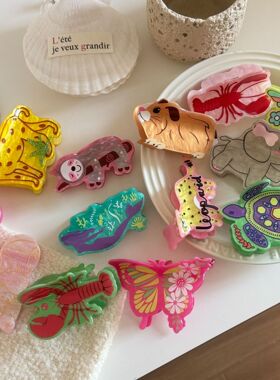 小众设计可爱海洋动物抓夹亚克力发抓卡通百搭鲨鱼夹发饰新款发夹