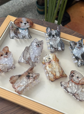 新款亚克力小狗抓夹萨摩耶发夹比格犬发抓柯基动物发饰个性后脑勺