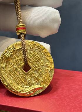 古法工艺鱼跃龙门山鬼花钱平安扣吊坠铜镀金国风项链高级挂坠配饰