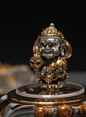 黑财神三通摆件挂坠藏银把件星月