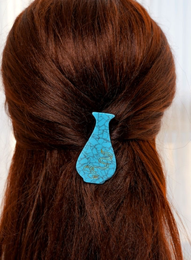 URRYKID蓝白青花瓷夹子国风文创发夹高级感边夹小众设计饰品发饰